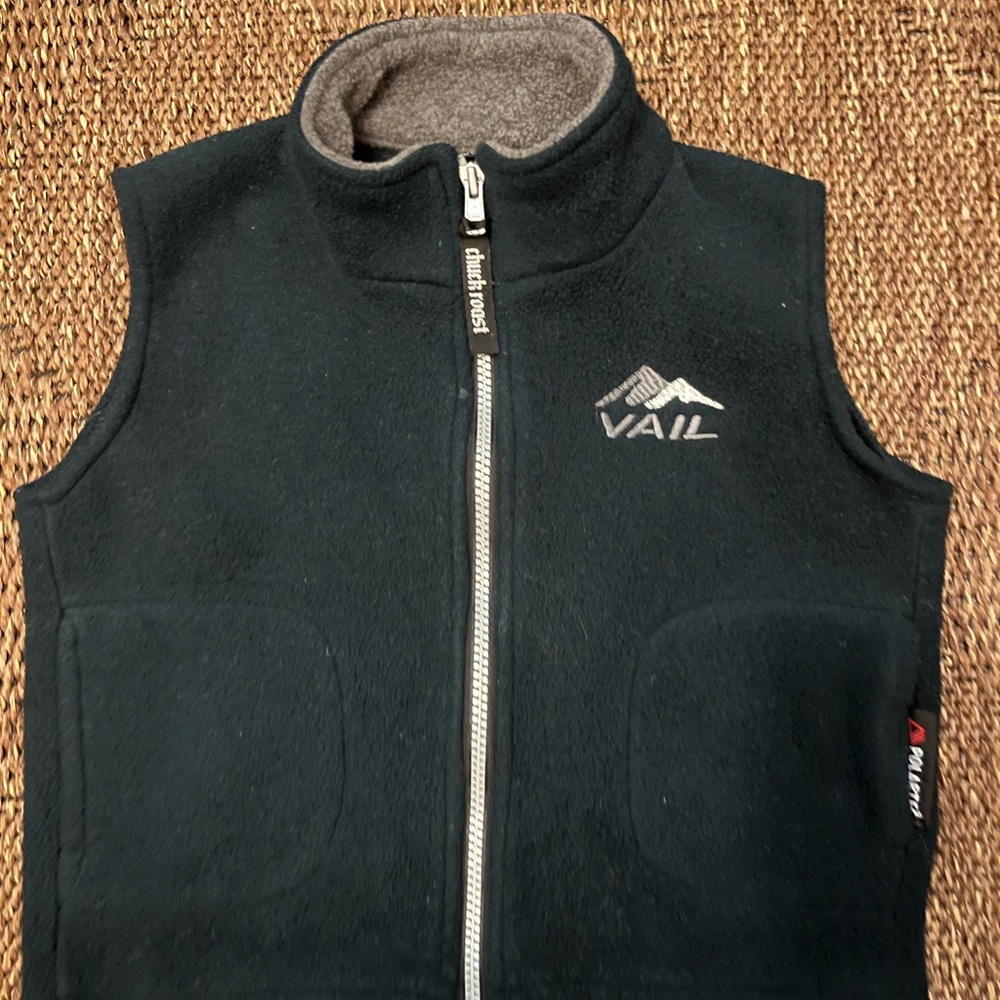 Fleece Vest NWOT forest green color, VAIL logo